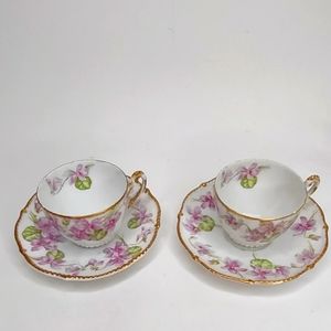 Vintage limoge Elite Teacups saucers made in France.